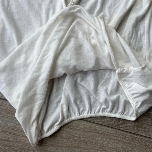 Theory Ivory White Diona Faux Wrap Short  Sleeve Cotton Blend Top - Picture 9 of 13